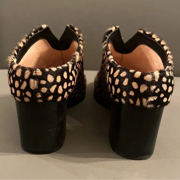 Poopy Barley Reverse Spot Calf Hair Heeled Mules Size 9.5 - Picture 4 of 9